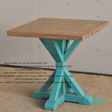 美式家具纯实木餐桌正方形小户型两人位餐桌饭桌复古休闲咖啡桌子