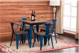 欧式个性复古餐桌椅组合 户外咖啡厅酒吧休闲时尚铁艺实木桌椅组d