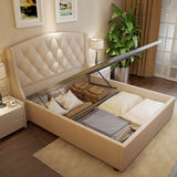 现代美式婚床双人大床小户型气动储物1.8米北欧式布艺软床公主床