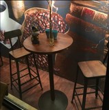 酒吧椅咖啡厅桌椅星巴克桌椅实木餐椅铁艺酒吧椅包邮吧台椅高吧椅