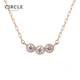 Circle日本珠宝 钻石吊坠18k玫瑰金排钻锁骨项链正品女款 简约