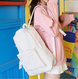 韩国代购进口时尚纯色背包女双肩休闲学院风学生男女帆布书包