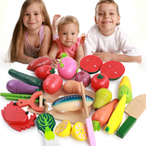木制切水果玩具套装磁性水果蔬菜切切乐切切看过家家儿童益智玩具