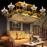 法意式客厅灯长方形水晶灯 LED中式餐厅欧式全铜意大利水晶吸顶灯