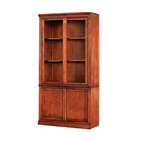 美式移门书柜定做实木环保定做成人做旧原木美式乡村橡木单个书柜
