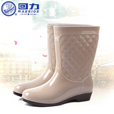 上海回力正品纯色雨鞋女士简约防水时尚中筒防滑雨靴套鞋女鞋