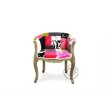 欧式新古典布艺彩色拼布软包沙发椅创意布艺餐椅 椅子 休闲扶手椅