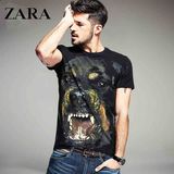 香港代购ZARA男装男士圆领短袖T恤印花修身薄款体恤男式上衣夏季