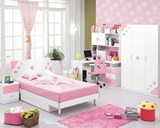 儿童床女孩粉色公主房1.2米1.5米床单人床青少年现代儿童家具套房