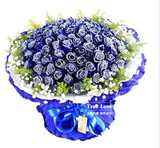 99朵蓝色妖姬蓝玫瑰鲜花束上海鲜花速递求婚生日爱人情人节鲜花