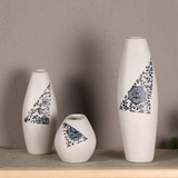 景德镇陶瓷花瓶三件套 客厅创意软装饰品花插简约现代白色小花器