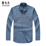 Youngor/雅戈尔2016年春季新品男士纯棉商务休闲长袖衬衫A336