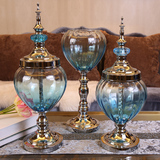 欧式新古典样板间家居装饰品摆设 客厅工艺品玻璃创意花瓶摆件