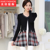 2015秋装新款韩版蕾丝气质薄外套修身女开衫中长款长袖毛衣针织衫
