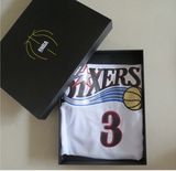篮球服真品nba费城76人队3号艾弗森球衣AI掘金队服十周年网眼刺绣