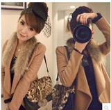 苛苛非主流2014秋装新款韩版女装上衣时尚气质狐狸毛呢子短款外套