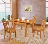 简洁实木餐桌椅组合推拉台伸缩折叠餐桌橡胶木餐桌多功能饭桌子
