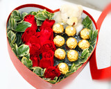 苏州鲜花巧克力礼盒9朵玫瑰9颗费列罗圣诞节礼物送女友生日包邮