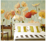 西安美式田园壁纸卧室客厅电视背景墙纸手绘花卉油画定制壁画花语