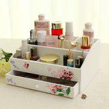 欧式化妆品收纳盒木质 大号抽屉式韩国创意桌面储物柜收纳整理箱