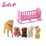 正品BARBIE/芭比娃娃狗狗集组合趣味乐园女孩玩具生日礼物 CLK39