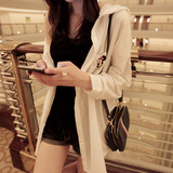 代购韩国女装棉麻防晒衣夏中长款防紫外线超薄透气长袖连帽外套潮