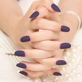 两金冠 哑光深紫成熟系列 美甲贴片成品小圆头纯色假指甲