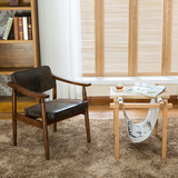 北欧实木餐椅简约做旧扶手电脑椅单人复古沙发椅宜家酒店休闲椅皮