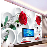 3d立体墙纸客厅沙发电视背景墙壁纸大型壁画现代简约无纺布玫瑰花