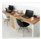 台式电脑桌双人写字桌宜家用书桌书架组合家具书柜现代简约办公桌