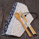 学生旅行日式筷勺子布袋套装 原木质环保便携式携带餐具 儿童款