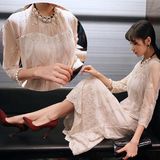 DG杜嘉班纳代购2016春夏新款女装刺绣礼服蕾丝长裙修身气质连衣裙
