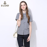 ELAND衣恋2016夏装新品短袖格纹领带衬衫EEYC62403A专柜正品