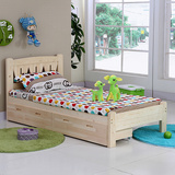 松木男孩床1.2米小孩拼床青少年床成人单人床小床实木床儿童床1米