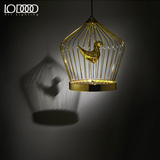 乐灯创意个性吊灯现代简约田园餐厅吧台阳台单头铁艺金色鸟笼吊灯