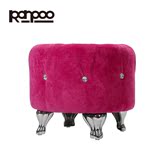 ranpoo布艺欧式换鞋凳布艺水晶圆凳精致试鞋凳金属单人沙发凳