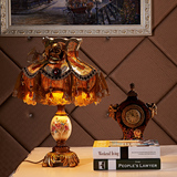 客厅书房装饰台灯 高档欧式复古浮雕 手工绘色布艺台灯卧室床头灯