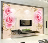 浪漫手绘3D玫瑰花立体大型无缝壁画客厅沙发背景墙纸墙纸电视卧室