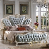 欧式实木雕花1.8米大床 新古典真皮双人床婚床法式奢华布艺床铺
