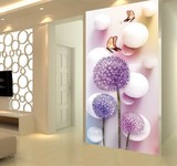 过道墙纸装饰画 竖版 欧式 蒲公英油画布3D立体玄关壁纸壁画走廊