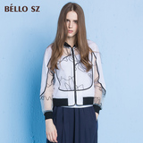 bello sz贝洛安正品2016夏装新款长袖外套女修身薄款立领短款外衣