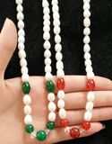 正品包邮 天然淡水珍珠项链 女 红绿玛瑙珠子镶嵌项链送妈妈