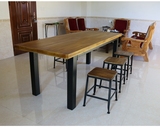 复古铁木餐桌椅 酒吧咖啡餐饮桌椅组合休闲凳子办公会议写字桌椅