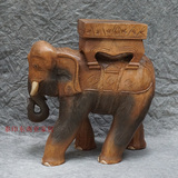 东南亚进口创意实木换鞋凳家用欧式简约风格吉祥招财大象落地摆件