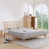 北欧水曲柳全实木床现代简约成人日式床1.8m1.5双人纯木头原木床