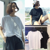 女装夏装2016新款潮字母竹节棉短袖T恤女学生韩版宽松圆领上衣
