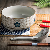 佰润居复古日式和风陶瓷餐具家用汤碗泡面碗大号拉面碗手绘釉下彩
