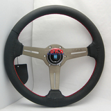 Nardi 14寸汽车 改装方向盘 赛车方向盘 黑架真皮红线 竞技方向盘