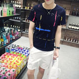 潮流前线af男装夏装韩版创意多彩涂鸦印花青年短袖t恤潮男半袖