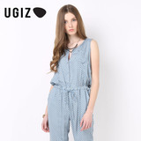 UGIZ韩国夏季女装时尚修身小碎花连体裤短袖抽绳UBOW830A专柜正品